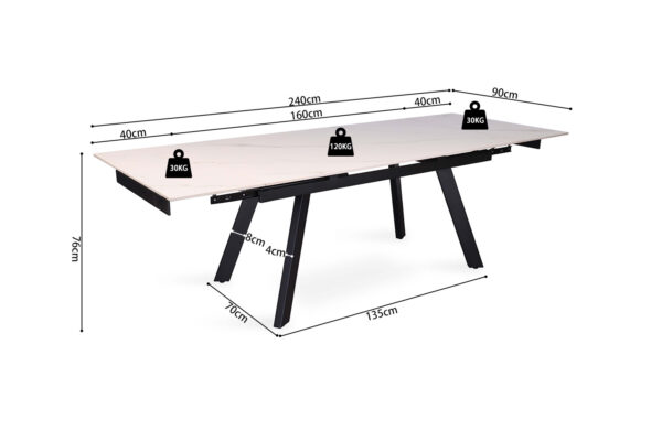 Uitschuifbare Tafel Hera 160-240 cm